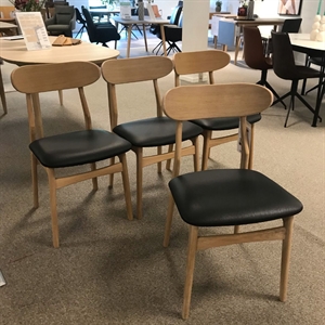 4 x Casø Bonn Spisebordsstol / Eg hvidolie + Sort læder - OUTLET